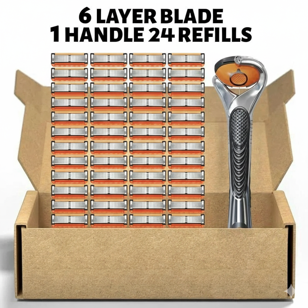 Smart Shave Pro Kit - 24 High-Performance Razor Refills with Free Handle